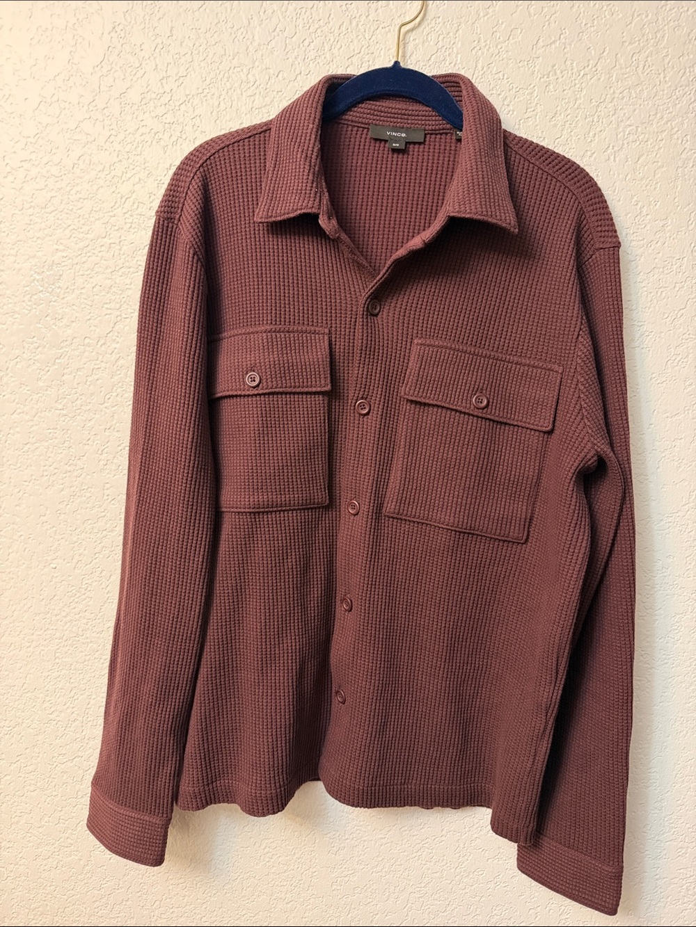 Vince Dusty Mauve Waffle Knit Button-Up Jacket